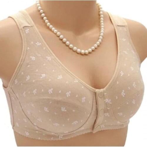 Women Front Button Bra without padding Plus Size bras Mothers Cotton Wireless Underwear Large Bralette 5121c