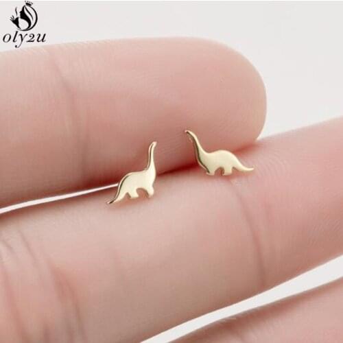 Gold Color Fashion Women Earrings Vintage Punk Animal Dinosaur Shape Ear Piercing Stud Earing Children Jewelry pendientes hombre
