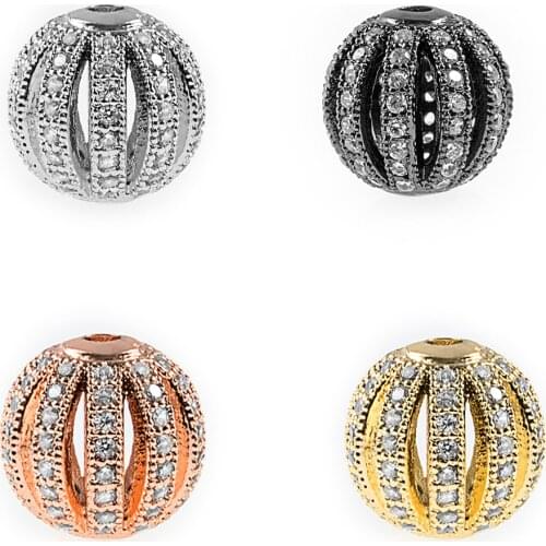 10.6×11.4mm Fashion Personality Micro Pave Crystal Hollow Beads For Jewelry Making Accessories Wholesale