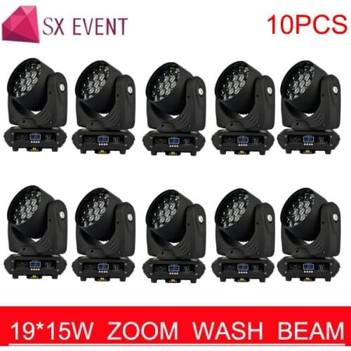 19x15w RGBW 4in1 Beam Wash Moving Head Light With Zoom Function Backlight Dj Light For Disco Stage LED Wash beam zoom 10pcs/lots
