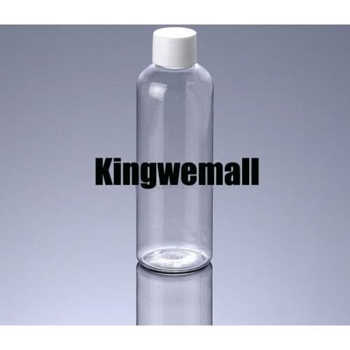300pcs/lot 200ml Plastic Water Lotion Round Shoulder Container Transparent Bottle with White Lids For Cosmetic Packaging PTJ41