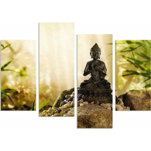 4 Panels Framed Buddha series Painting Canvas Wall Art Picture Home Decoration Living Room Canvas Print Modern Painting