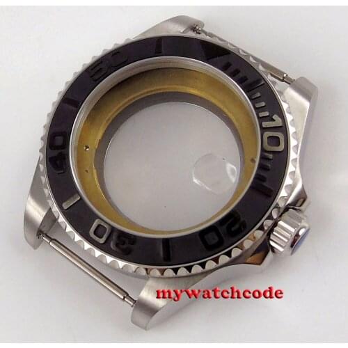 40mm Black Bezel 316L Stainless Steel Watch Case Fit ETA 2836 Miyota 8215 8205 821A Mingzhu DG 2813 NH35 NH36 Automatic Movement