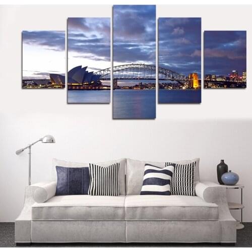 5 Panels HD Seascape Painting Modern Home Wall Art Canvas Sailing Pictures for Wall Hanging Wall Pictures for Living Room Decor