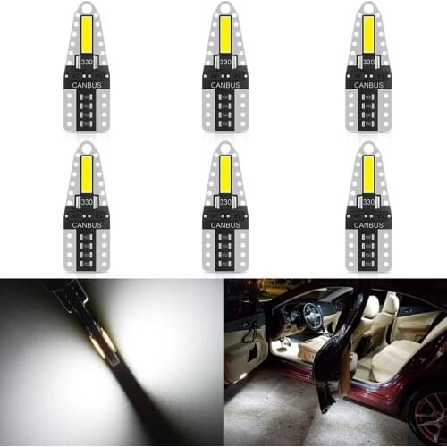 6pcs T10 led canbus bulbs W5W 194 168 led light No Error White car Claerance Wedge Side Reverse Lamp for Volvo XC60 XC90 S60 V70