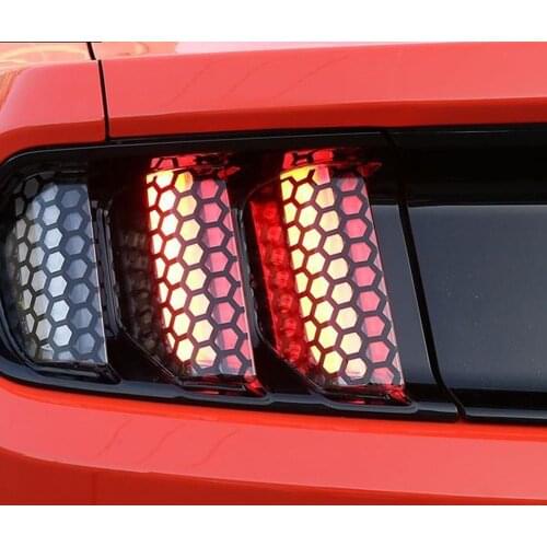 6pcs Car-styling Tail Light Decal Honeycomb car Sticker 3D Lamp Protector Rear Decoration for Ford Mustang 2015 2016 2017