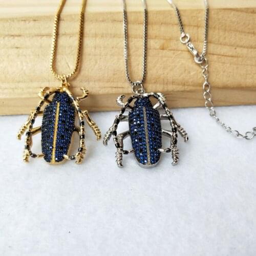 6 Pieces Mix Color Micro Pave CZ zircon Longicorn Insect charm Pendant Jewelry Findings DIY necklace for Women NK358