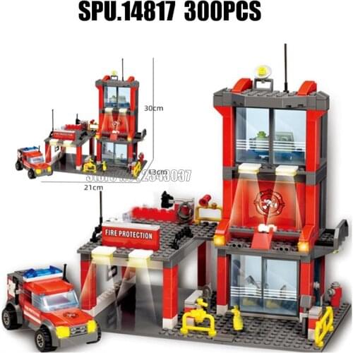 8052 300pcs Urban Fire Rescue Center Educational 3 Building Blocks Toy