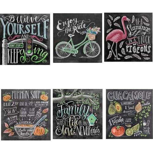 Full Square Round Drill 5D DIY Diamond Painting "Chalk Blackboard " Embroidery Cross Stitch Mosaic Home Wall Sticker Decor BK