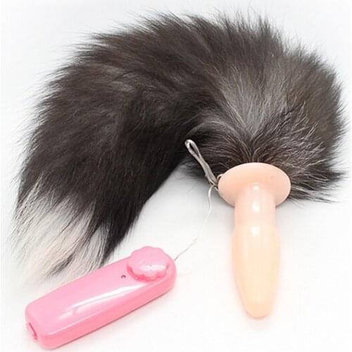 Anal Plug With Vibrator Real Fox tail Smooth Touch Butt Plug Tail Erotic Couples Adult Games Sex Shop Sex Toys for Woman