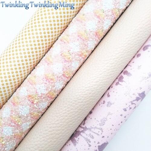 Mixed Colors Plaids Glitter Fabirc, Faux Leather Fabric,Synthetic Leather Fabric Sheets For Bow A4 8"x11"Twinkling Ming XM383