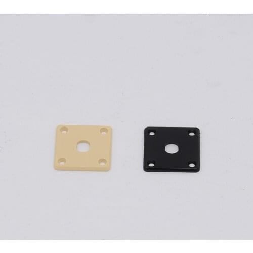 1 Piece Electric Guitar Output Jack Socket Square Plastic Plate Ivory Black With Screws