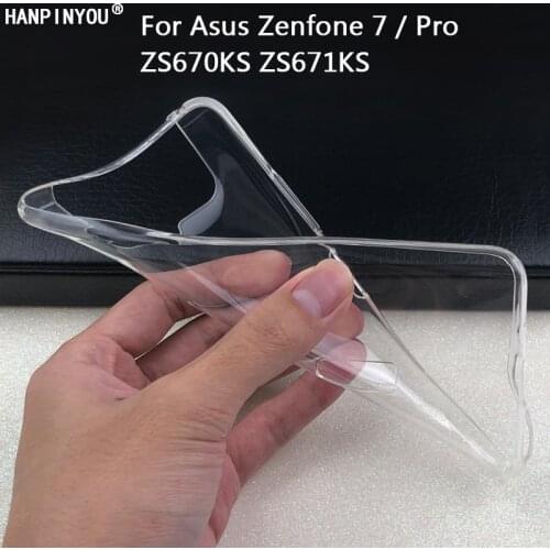 For Asus Zenfone 7 Pro ZS671KS ZS670KS Slim Crystal Clear Transparent Soft TPU Back Case Protection Skin Camera Protect Cover