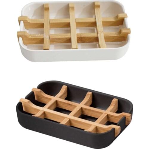 Wooden Natural Bamboo Soap Dishes Tray Holder Storage Soap Rack Plate Box Container Portable Bathroom Soap Dish Storage Box