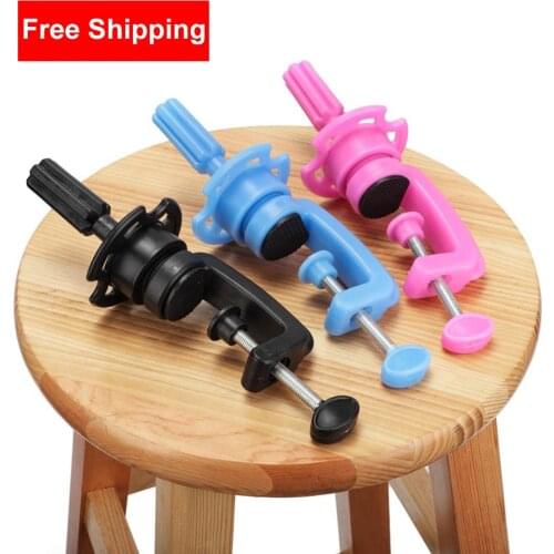 Practice Training Mannequin Head Holder Wig Stand Table Clamp for Hairdressing Plastic Claw Blue Pink Silver Black Color