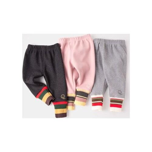 Baby Autumn/winter Leggings Outwear Plus Velvet Pants Baby Girls New Warm Winter Pants Childrens Thick Striped Legging Trousers