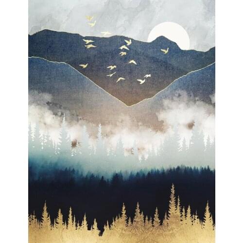 Home Decor Wall Art Bedroom Pictures Painting Wild Gooses Birds Abstract Canvas Mountain Rivers Room Decoration Posters Nordic