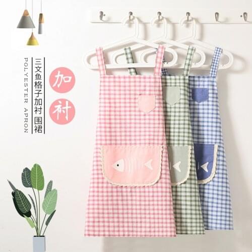 Apron home kitchen thin section summer ultra-thin small fresh fashion waterproof skirt cotton cooking cute Japanese Korean