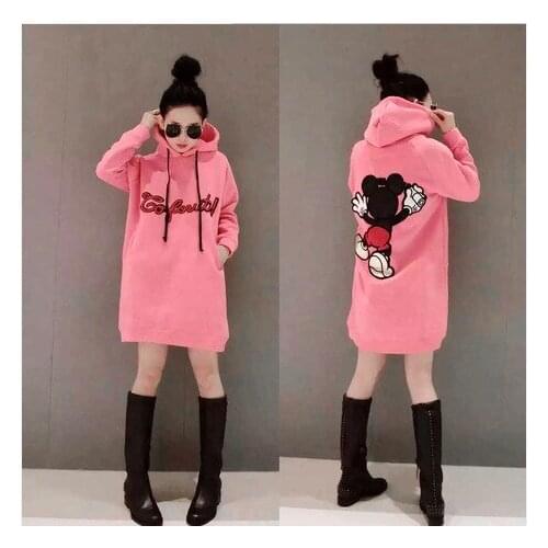 Fashion Autumn Plus Size Women Dress Sweet Style Thicker Loose Long Sleeve Round Thick Hoodie Long Sleeves Fleece Jacket XL0030