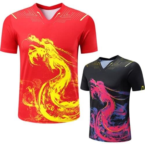 Table Tennis Clothes Badminton Shirt Quick Dry Breathable Printed Sport Shirts for Men and Women Tennis T Shirt for Training