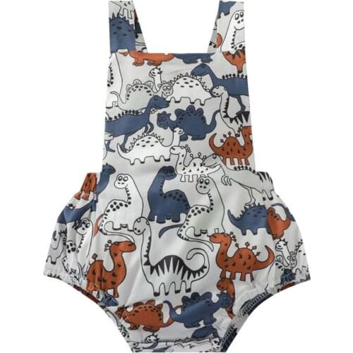 2021-04-20 Lioraitiin 0-24M Romper Baby Boys Girls Summer Dinosaur Cartoon Cute Print Pullover Jumpsuit Outfit Leotard