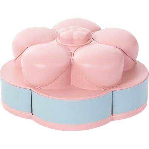 Creative Double-layer Rotating Fruit Tray Muti-function Household Storage Plate Sugar Holder PP Candy Box Nordic Snack Box