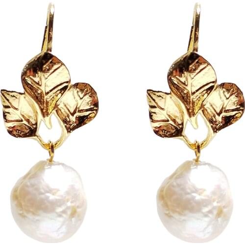 Lii Ji Real Pearl Freshwater Baroque Pearl Earring Drop Earring Handmade Jewelry for Women Summer Gift
