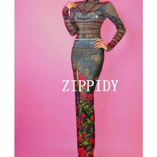 Fashion Black Stretch Fabrics Rhinestones Cheongsam Skinny Evening Wear Flowers party Womens Prom Birthday Celebrate Dresses