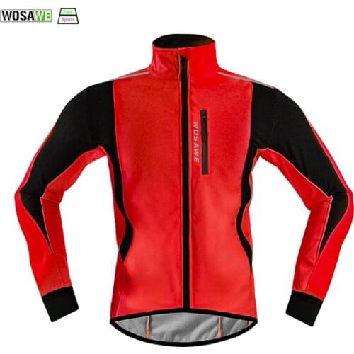 WOSAWE Menss Winter Warm Up Thermal Fleece Cycling Jacket Bicycle MTB Road Bike Clothing Windproof Water Repellent Long Jersey