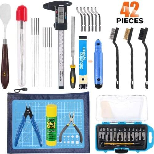 34/42 Pcs 3D Print Tool Kit Includes Debur Tool Cleaning Removal Tool with Storage Bag DIY Printer Cleaning And Disassembly Tool