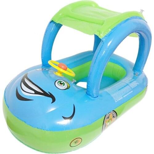 Inflatable Baby Toddler Float Seat Boat Tube Ring Car Sun shade Water Swim Swimming Pool Cartoon Portable Seats QW