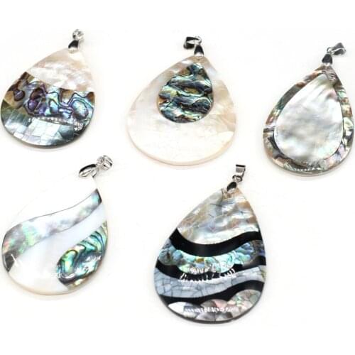 Natural Abalone Shell Pendant Necklace Multiple Styles White Black Shell Charms for Making Jewelry Necklace Bracelet Gift