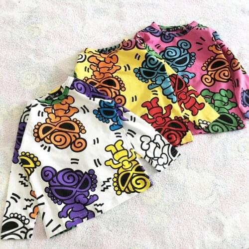 2020 New Arrival Boys Girls Tee Shirt Fille Kid Clothes Pattern Bear Pacifier Kids Long Sleever T Shirt Summer Clothes Enfant A