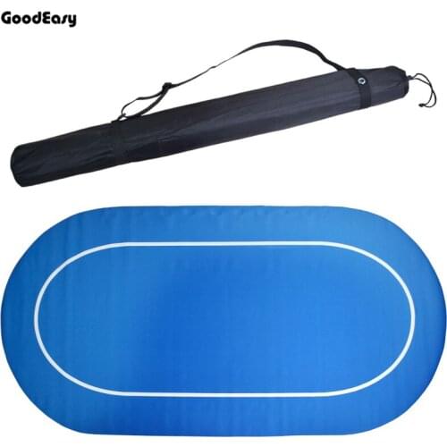 NO LOGO NO Printing 180*90cm Texas Hold'em Baccarat Poker Chip Table Mat Oval Rubber Poker Gambing Mat Blue Table Cloth