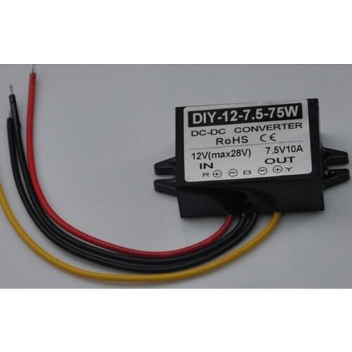 12V(10V-28V) Step Down 7.5V 10A 75W DC-DC Converter Module DC Buck Converter Car Power Adapter Voltage Regulator Waterproof