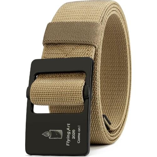 Flying Art Mens And Womens Quick Release Sliding Bar Casual Elastic Elastic Denim Belt Training Adjustable Tactical Belt