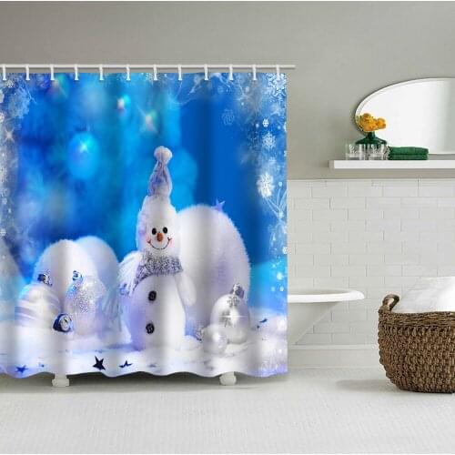 Christmas snowflake snowman shower curtain Christmas day bathroom waterproof partition curtain bathroom curtain