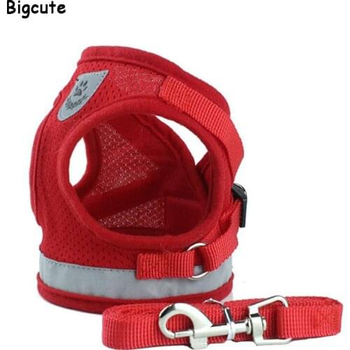 Mesh Reflective Pet Dog Collar Leash Dog Harness Leash Set for Small Medium Large Dogs Nylon Puppy Dogs Cats Harness Leash Great