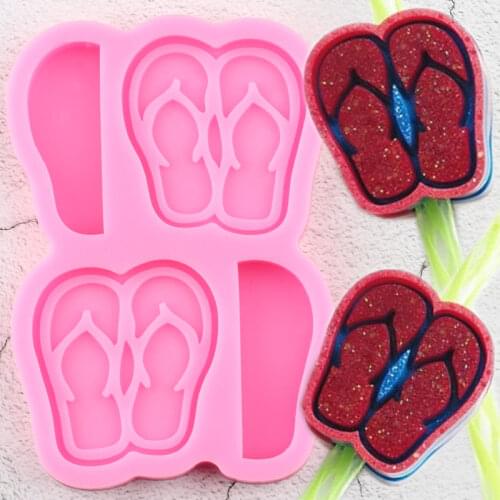 Slippers Straw Topper Silicone Mold Chocolate Candy Fondant Cake Decorating Tools DIY Craft Pendant Keychain Epoxy Resin Moulds