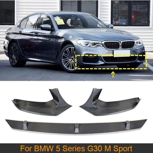 Carbon Fiber Car Front Bumper Lip Spoiler Splitter for BMW 5 Series G30 G38 M Sport 2017 2018 2019 Car Sticker Spoiler 3PCS/SET