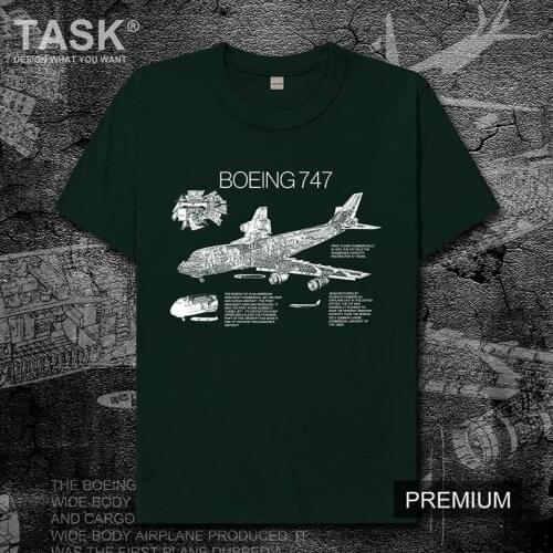 USA Civil airliner B747 painted Mens T-Shirts Short sleeve cotton tees Airplane fans clothes Teen Male sport streetwear tops T