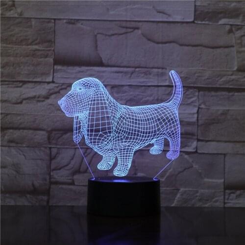 Dachshund Dog Acylic LED 3D Night Light 7-Color Change Sensor light Touch Switch RGB Animal 3D Table Lamp Xmas Gift