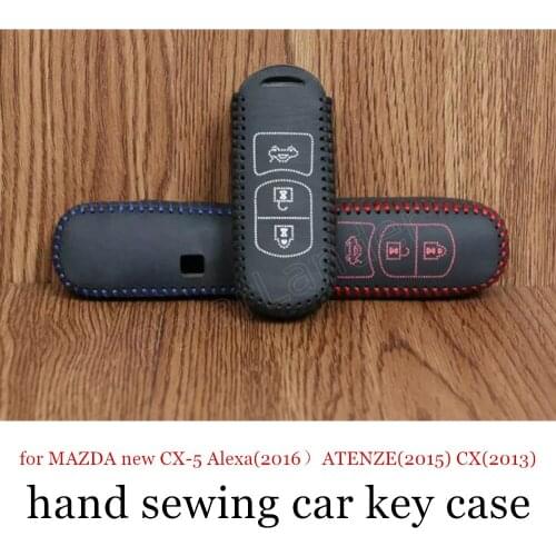 Only Red factory promoted hand sewing leather car key case cover fit for MAZDA new CX5 Alexa(2016) ATENZE(2015) CX(2013)