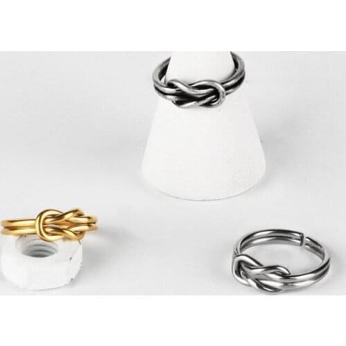 Unique Band Biker Knot Ring Men Wedding Male Jewelry Stainless Steel Gold-color Rings For Women Fashion bague femme