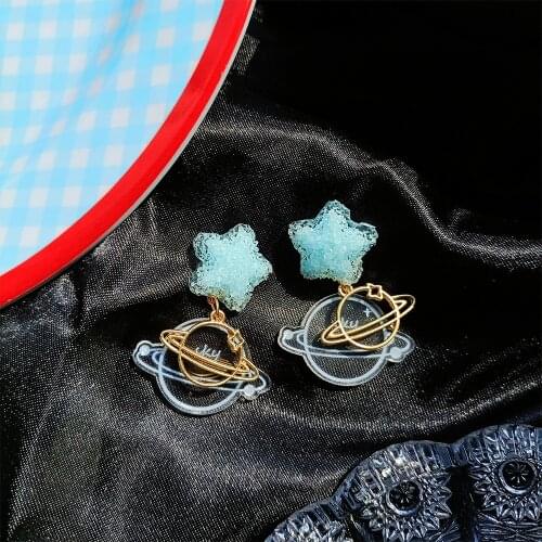 ZiccoWong Creative Design Universe Planet Drop Dangle Earring For Women Girl Resin Star Sun Multi-layer Fashion Jewely PartyGift