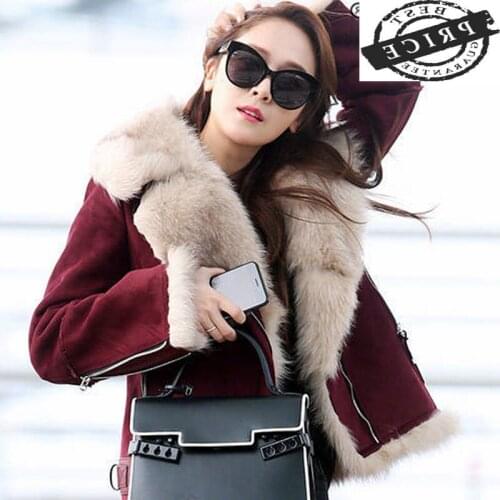 Winter Female Jacket Real Faux Fur Coat Women Clothes 2021 Korean Fashion Thick Faux Leather Jackets + Fur Collar 20020