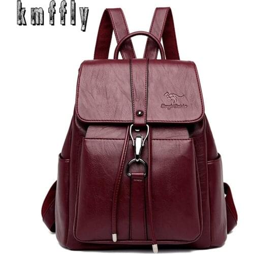 Women Leather Backpack 2020 Famous Brand Female Bagpack Ladies Travel Back Pack School Bags For Teenage Girls Sac A Dos Mochila