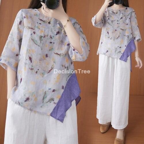 2021 female national trend top chinese style cotton linen tops shirt women chinese traditional style shirts chinese blouse hanfu