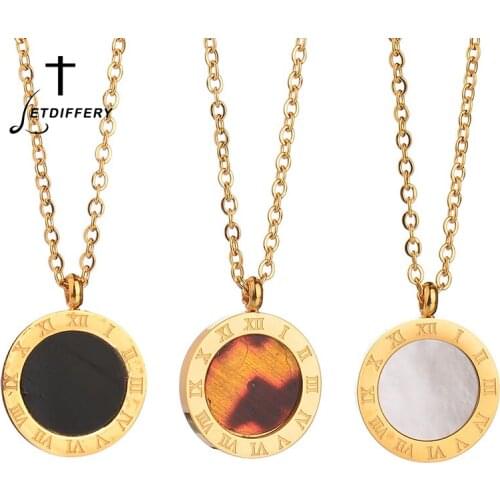 Letdiffery Charm Black White Shell Nekclace For Women Stainless Steel Luxury Statement Necklace Bijoux Femme Collier