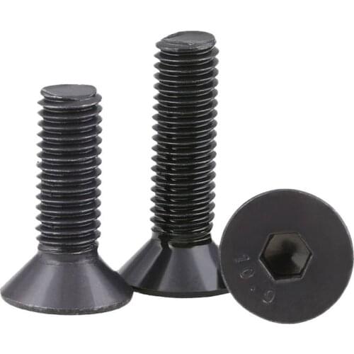 10/50pcs M10 M12 M16 M20 Black grade 10.9 Hexagon Hex Socket Head Flat Countersunk Allen Bolt Screw